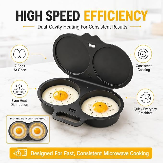 Delunie Dual-Cavity Microwave Egg Cooker — Black