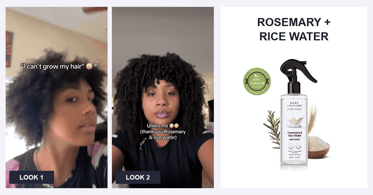 Rosemary and rice water spray - two hairstyle looks from the source video