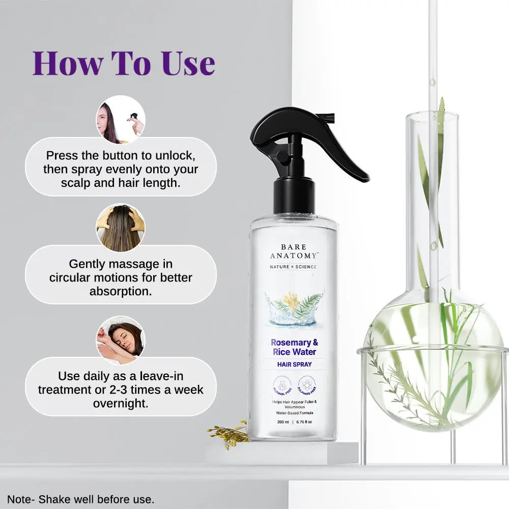 How to use Bare Anatomy Rosemary & Rice Water Hair Spray