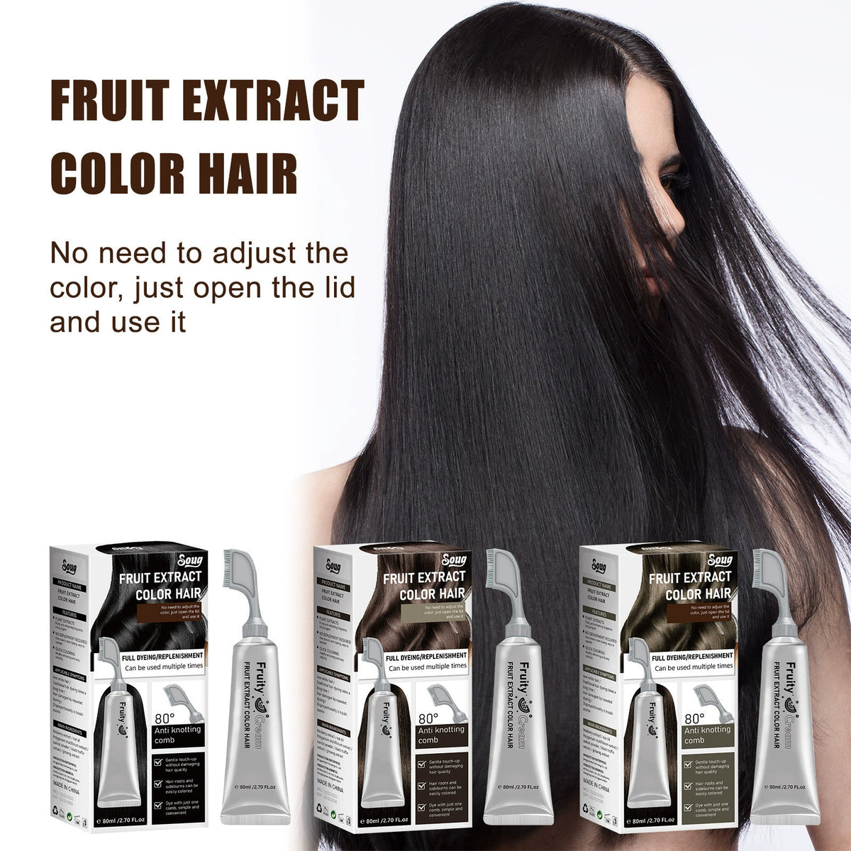 SOUG Fruit Extract Hair Color Comb Cream in three shades