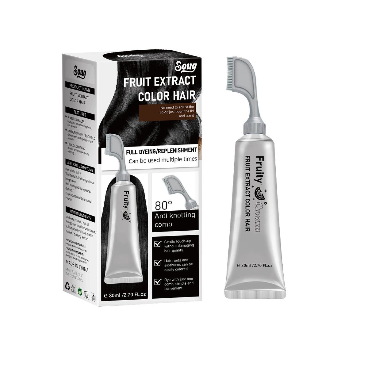 SOUG 80ml hair color comb cream product and packaging