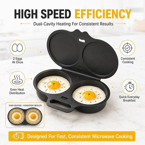Delunie Dual-Cavity Microwave Egg Cooker — Black
