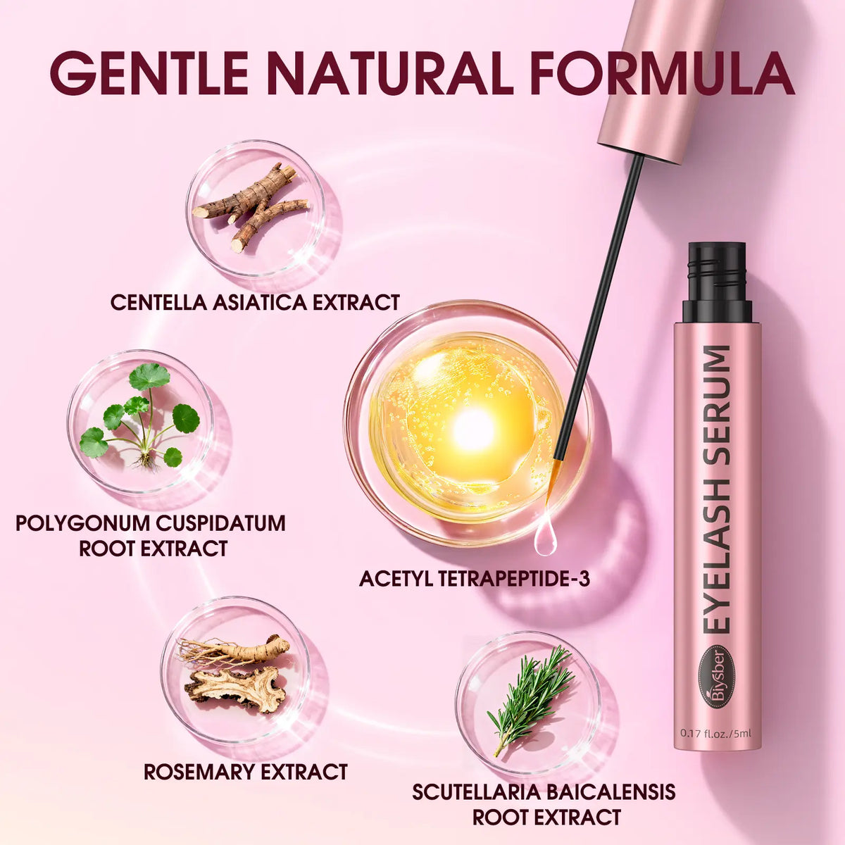 Biysber Pink eyelash serum ingredient illustration