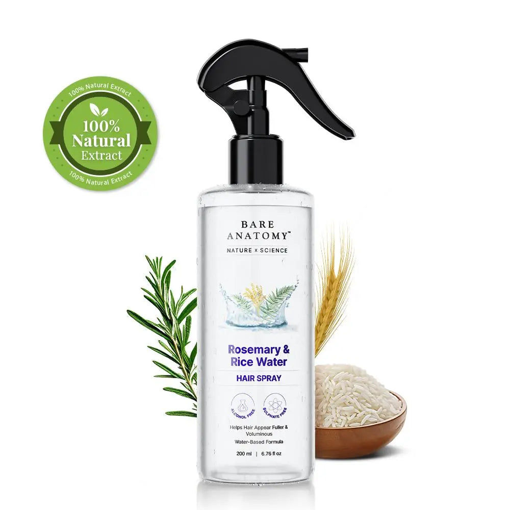 Bare Anatomy Rosemary & Rice Water Hair Spray, original 200ml bottle
