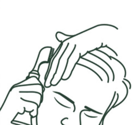 Illustration of combing color through hair