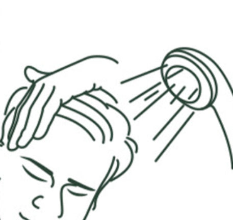 Illustration of rinsing hair