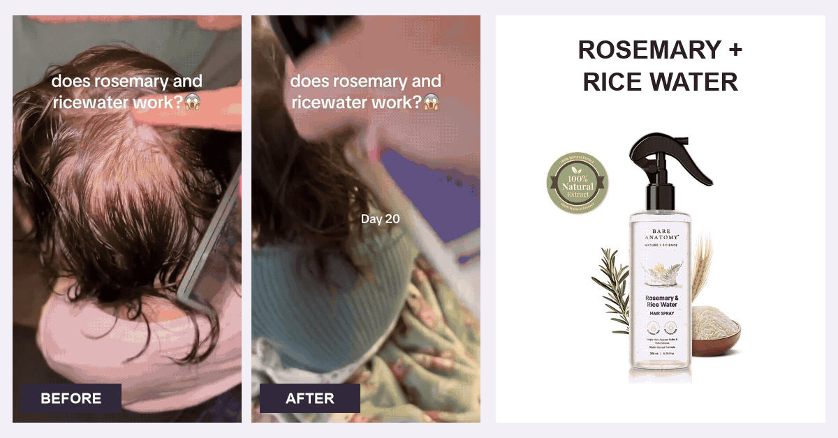 Rosemary and rice water spray - source video time-sequence comparison