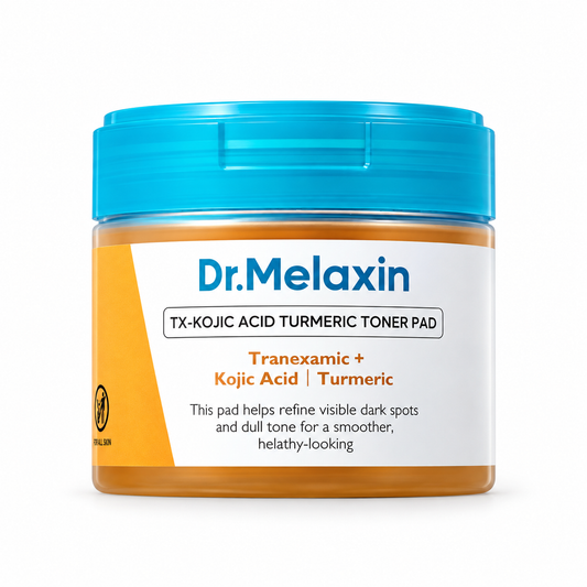 Dr.Melaxin TX-Kojic Acid Turmeric Toner Pad jar on a white background