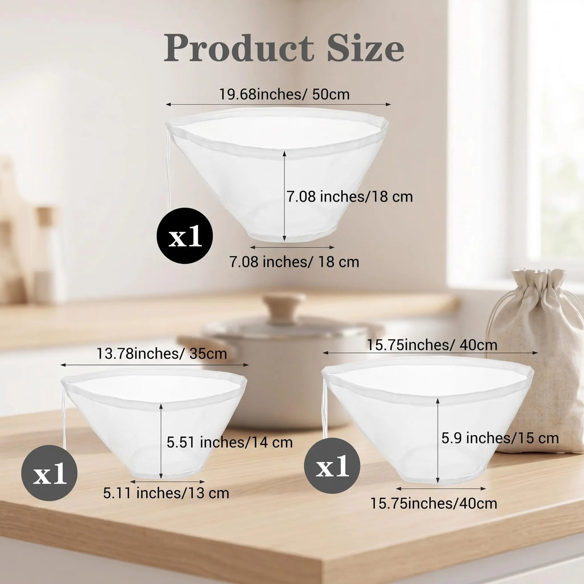 Reusable bowl-shaped fine mesh strainer bag — view 6