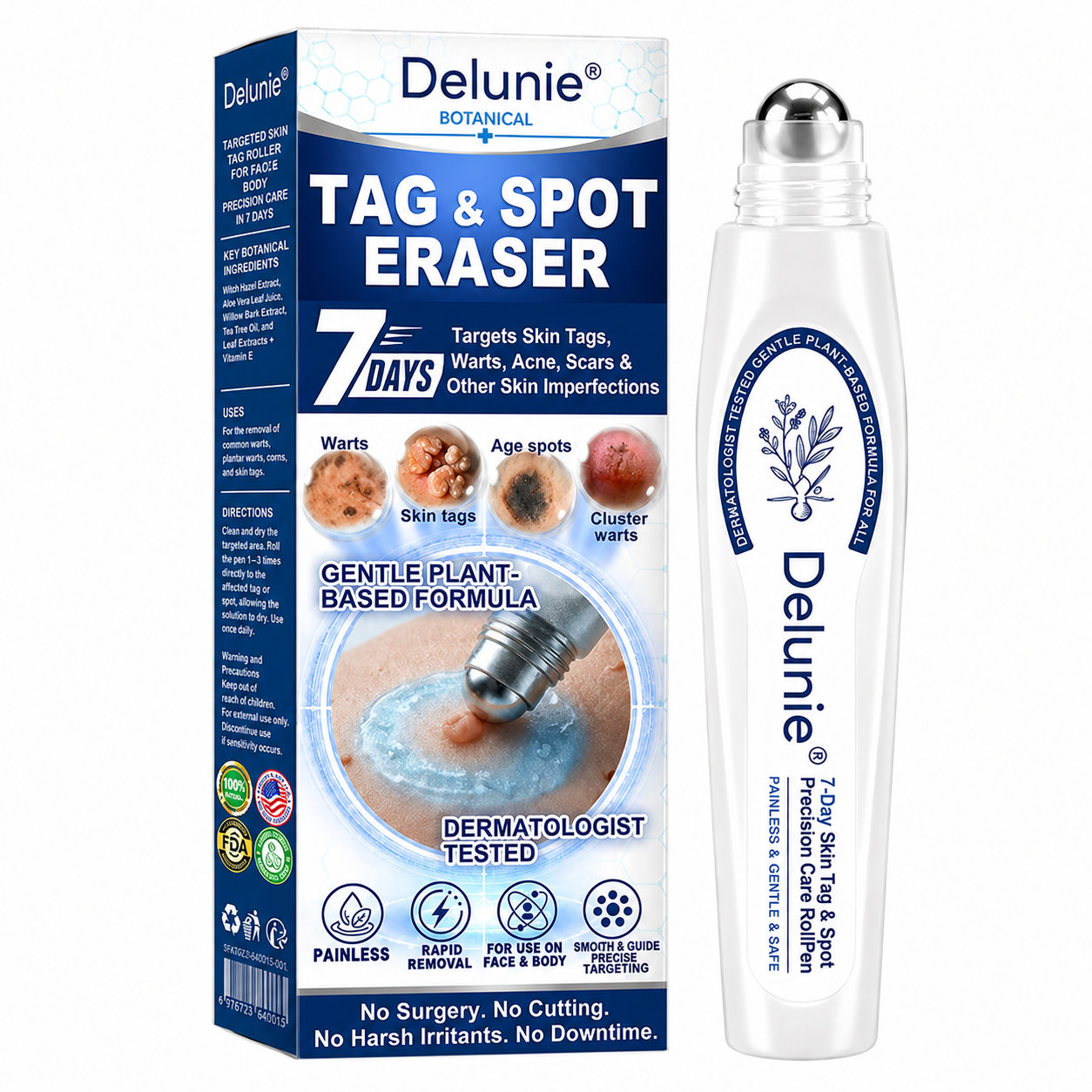 Delunie precision rollerball pen with complete product packaging