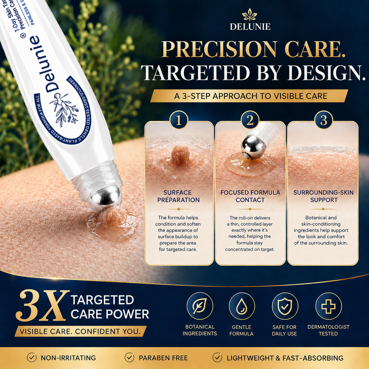 Delunie three-step precision skin care approach