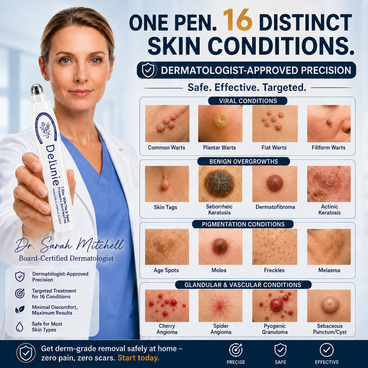 Delunie precision skin-tag care guidance